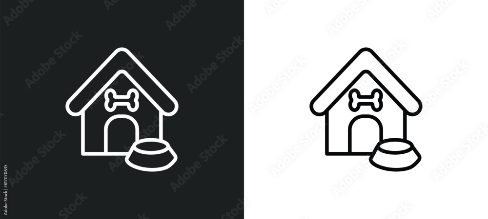 Poster doghouse line icon in white and black colors. doghouse flat vector icon from doghouse collection for