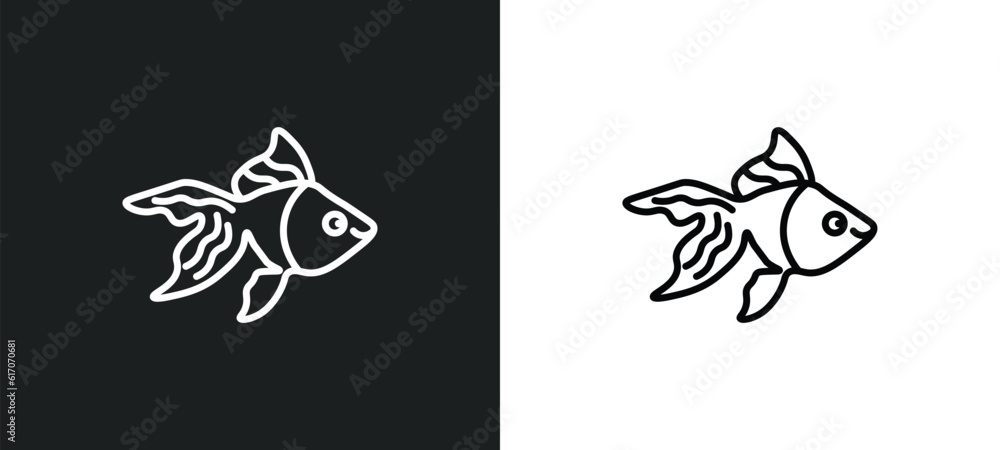 Wall mural goldfish line icon in white and black colors. goldfish flat vector icon from goldfish collection for web, mobile apps and ui. - Wall murals