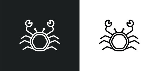 crab line icon in white and black colors. crab flat vector icon from crab collection for web, mobile apps and ui. - obrazy, fototapety, plakaty