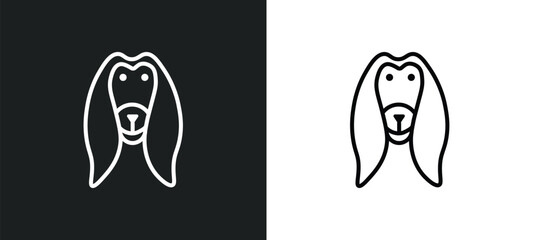 afghan hound line icon in white and black colors. afghan hound flat vector icon from afghan hound collection for web, mobile apps and ui.