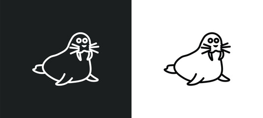 walrus line icon in white and black colors. walrus flat vector icon from walrus collection for web, mobile apps and ui.