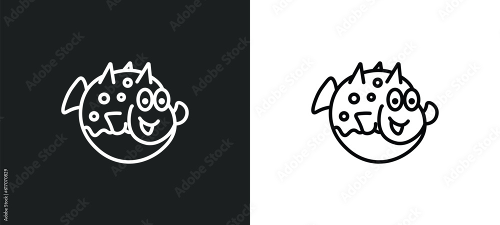 Poster globe fish line icon in white and black colors. globe fish flat vector icon from globe fish collecti