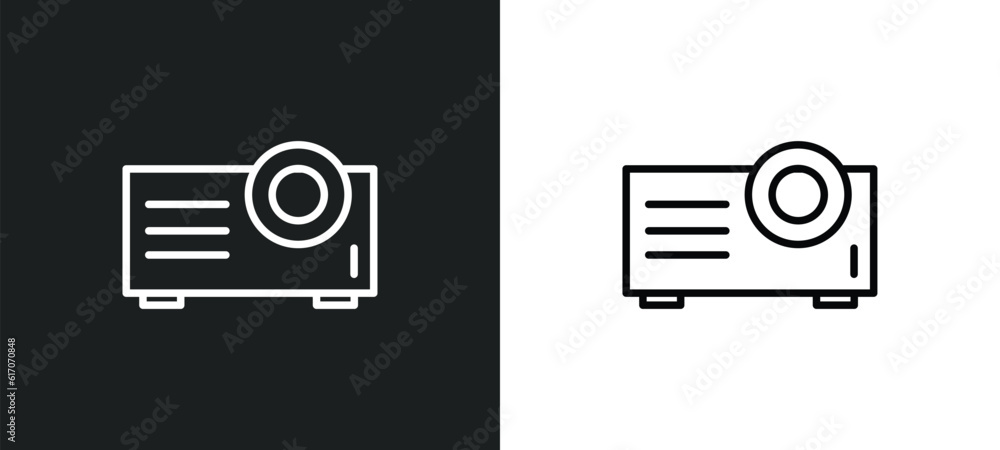 Poster projection line icon in white and black colors. projection flat vector icon from projection collecti