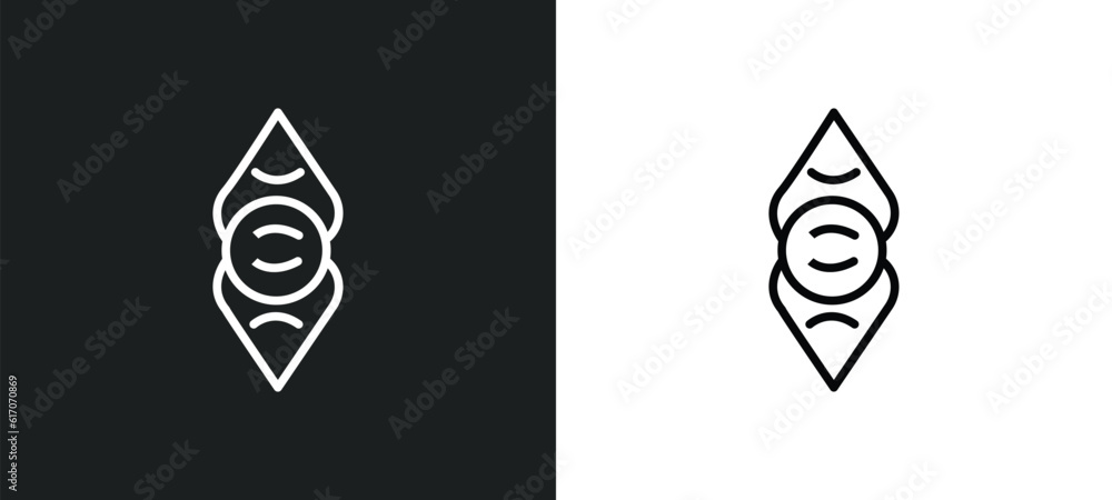 Poster divinity line icon in white and black colors. divinity flat vector icon from divinity collection for