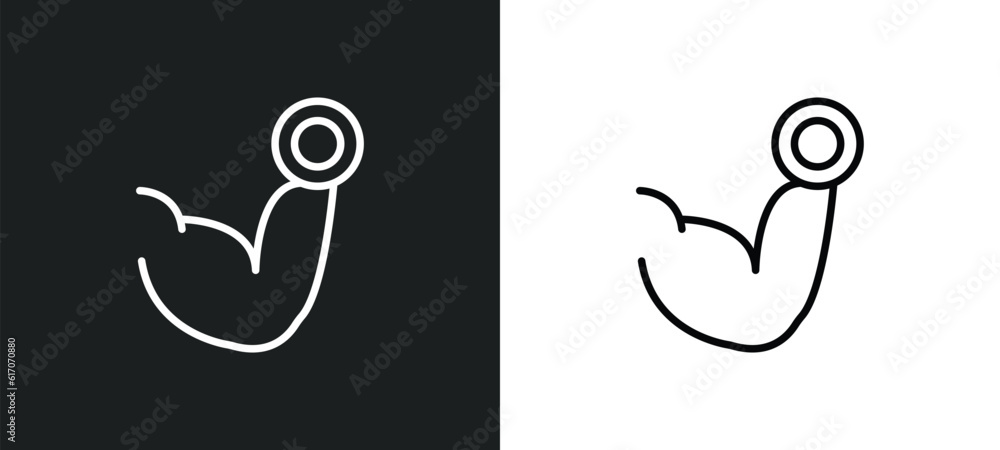 Poster strength line icon in white and black colors. strength flat vector icon from strength collection for