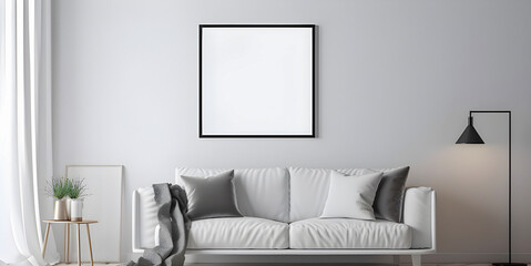 Mock up frame in modern room interior background,