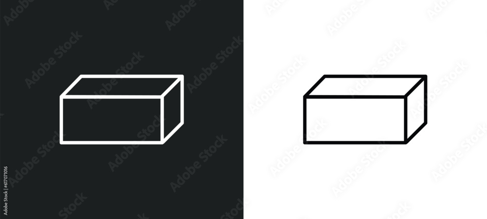 Poster rectangular line icon in white and black colors. rectangular flat vector icon from rectangular colle