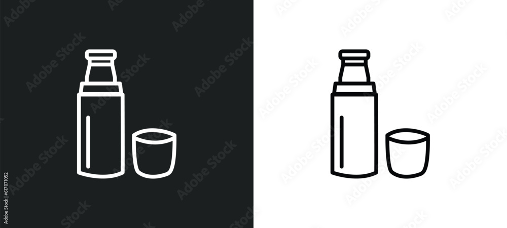 Aufkleber themos flask line icon in white and black colors. themos flask flat vector icon from themos flask co