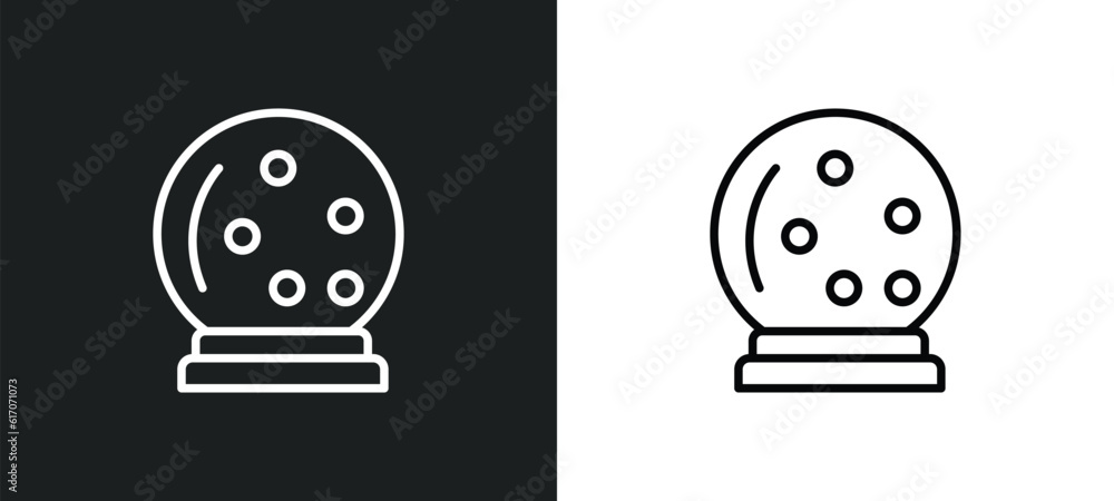Aufkleber snow globe line icon in white and black colors. snow globe flat vector icon from snow globe collecti