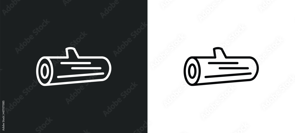 Poster logs line icon in white and black colors. logs flat vector icon from logs collection for web, mobile