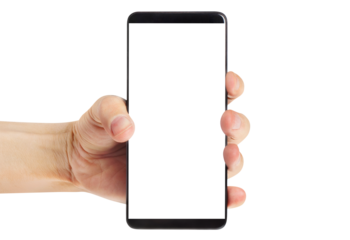 Hand with smartphone cut out