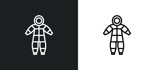 snowsuit line icon in white and black colors. snowsuit flat vector icon from snowsuit collection for web, mobile apps and ui.