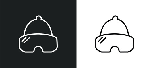 snow goggle line icon in white and black colors. snow goggle flat vector icon from snow goggle collection for web, mobile apps and ui.
