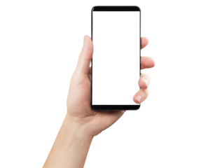 Hand with smartphone cut out
