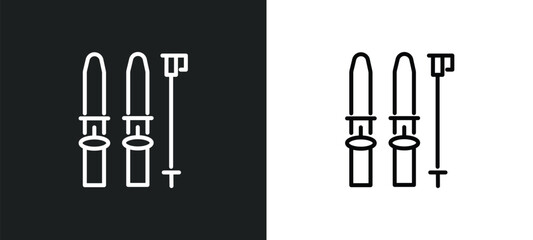 ski equiptment line icon in white and black colors. ski equiptment flat vector icon from ski equiptment collection for web, mobile apps and ui.