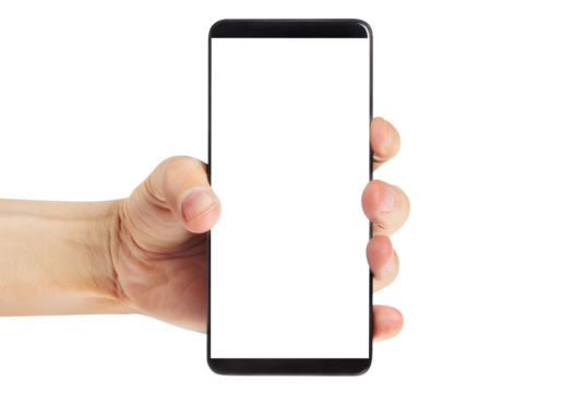Hand with smartphone cut out