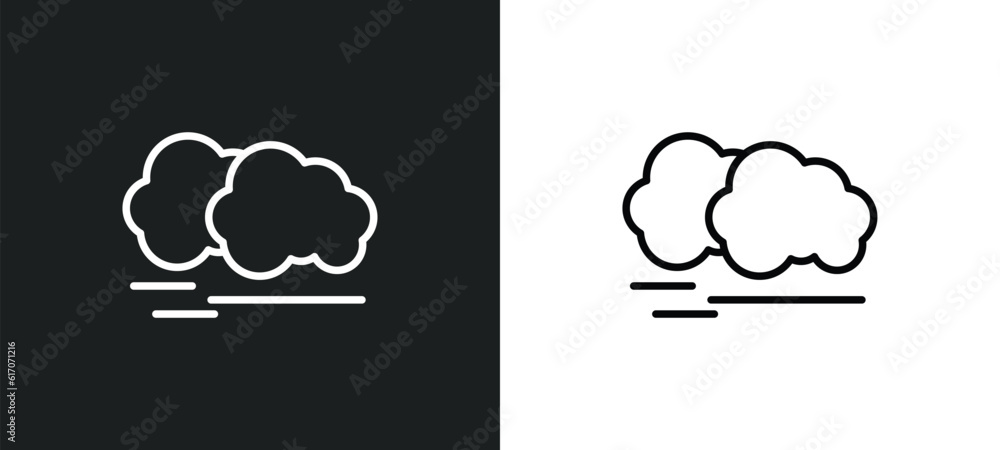 Poster haze line icon in white and black colors. haze flat vector icon from haze collection for web, mobile