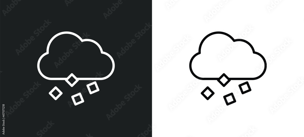 Poster ice pellets line icon in white and black colors. ice pellets flat vector icon from ice pellets colle