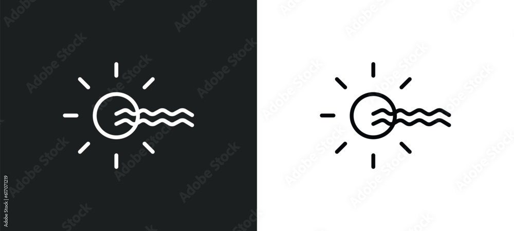 Poster foggy day line icon in white and black colors. foggy day flat vector icon from foggy day collection 