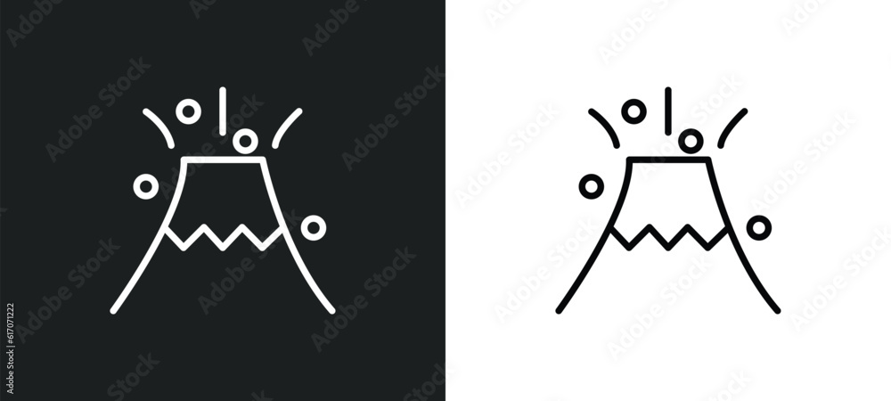 Poster eruption line icon in white and black colors. eruption flat vector icon from eruption collection for