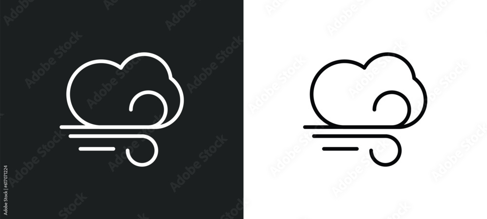 Poster gust line icon in white and black colors. gust flat vector icon from gust collection for web, mobile