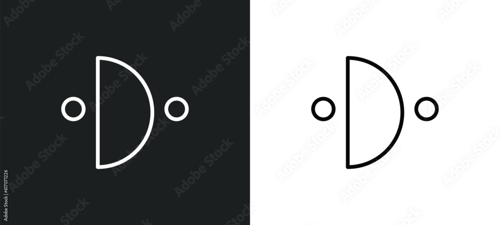 Poster first quarter line icon in white and black colors. first quarter flat vector icon from first quarter