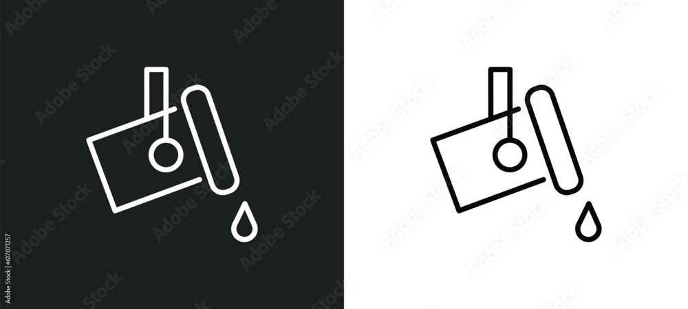 Poster paint line icon in white and black colors. paint flat vector icon from paint collection for web, mob