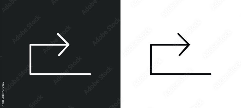Poster forward line icon in white and black colors. forward flat vector icon from forward collection for we