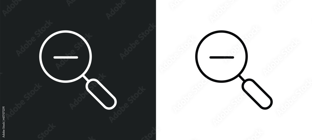 Poster zoom out line icon in white and black colors. zoom out flat vector icon from zoom out collection for