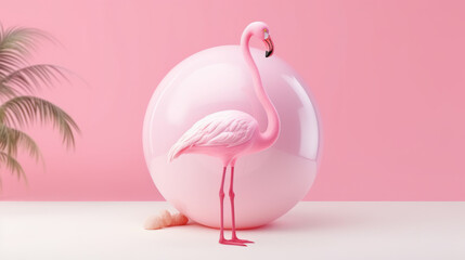 Fototapeta premium A pink flamingo inside of an egg