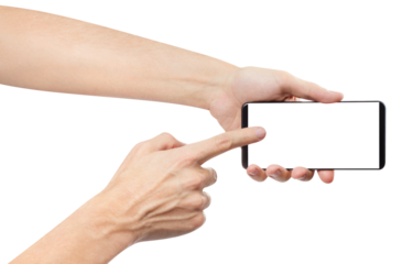 Hands with smartphone cut out