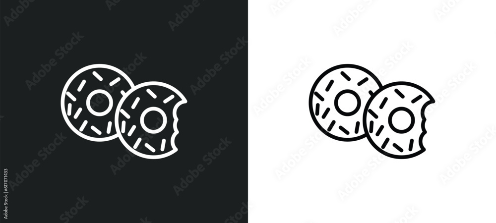 Poster donut line icon in white and black colors. donut flat vector icon from donut collection for web, mob