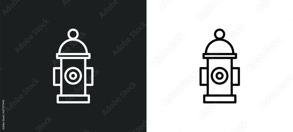 Poster fire hydrant line icon in white and black colors. fire hydrant flat vector icon from fire hydrant co