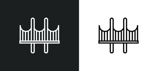 Obraz premium golden gate line icon in white and black colors. golden gate flat vector icon from golden gate collection for web, mobile apps and ui.