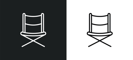 director chair line icon in white and black colors. director chair flat vector icon from director chair collection for web, mobile apps and ui.