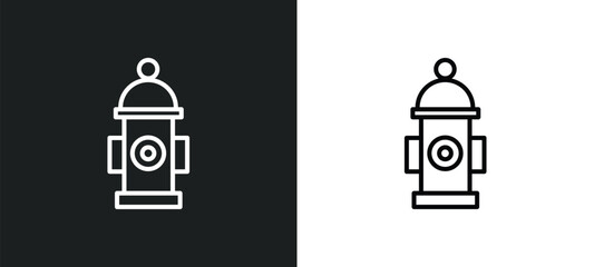 fire hydrant line icon in white and black colors. fire hydrant flat vector icon from fire hydrant collection for web, mobile apps and ui.