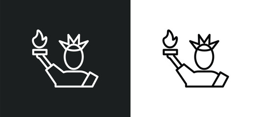 statue of liberty line icon in white and black colors. statue of liberty flat vector icon from statue of liberty collection for web, mobile apps and ui.