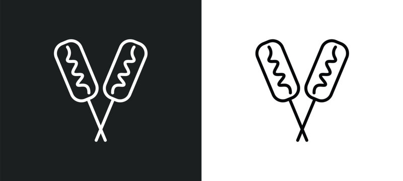 corndog line icon in white and black colors. corndog flat vector icon from corndog collection for web, mobile apps and ui.