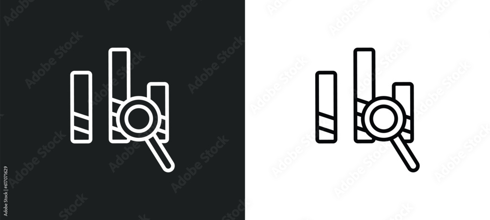 Poster data analysis line icon in white and black colors. data analysis flat vector icon from data analysis