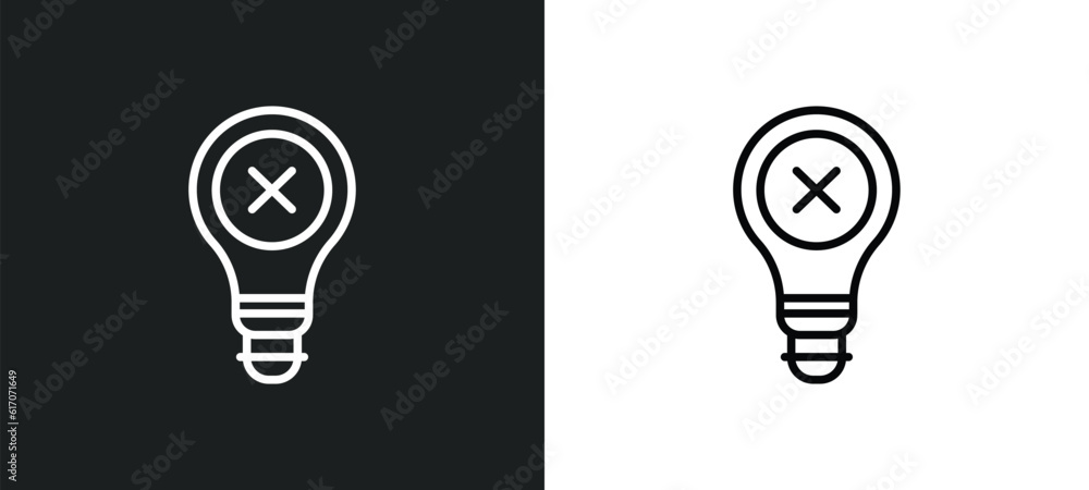 Poster bad idea line icon in white and black colors. bad idea flat vector icon from bad idea collection for