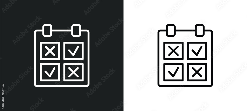 Aufkleber comparision table line icon in white and black colors. comparision table flat vector icon from compa