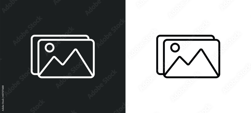 Aufkleber images line icon in white and black colors. images flat vector icon from images collection for web, 