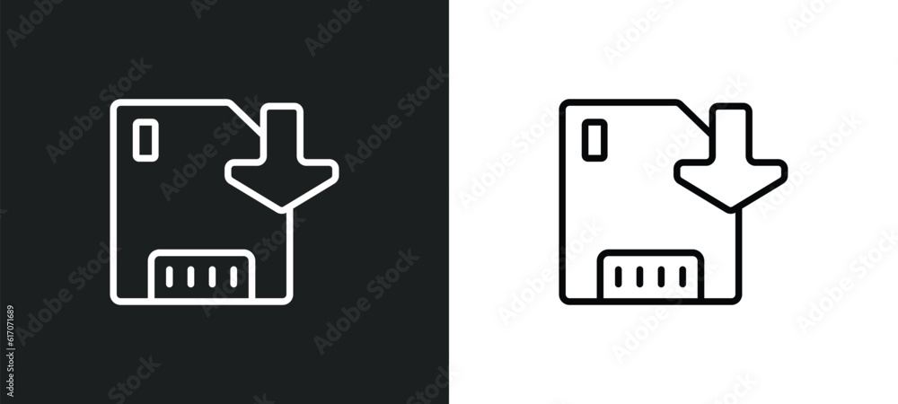 Poster save line icon in white and black colors. save flat vector icon from save collection for web, mobile