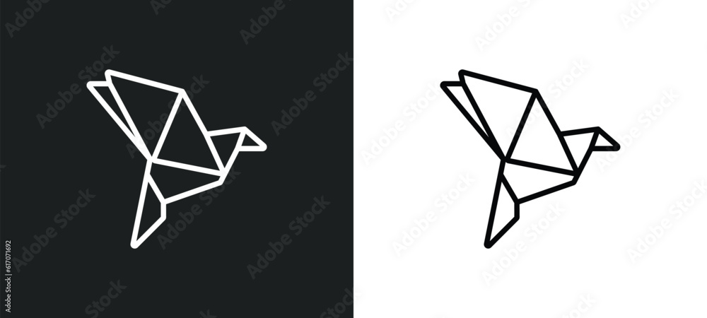 Poster paper bird line icon in white and black colors. paper bird flat vector icon from paper bird collecti
