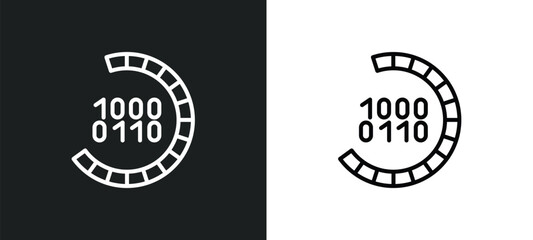 Fototapeta premium binary code loading line icon in white and black colors. binary code loading flat vector icon from binary code loading collection for web, mobile apps and ui.