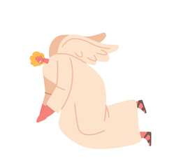 Angel Keeper or Guardian Character. Celestial Being, Entrusted With Protecting Humans. Symbol Of Divine Love