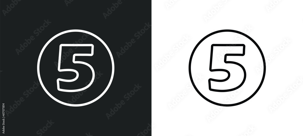 Poster number line icon in white and black colors. number flat vector icon from number collection for web, 