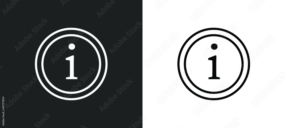 Poster information line icon in white and black colors. information flat vector icon from information colle
