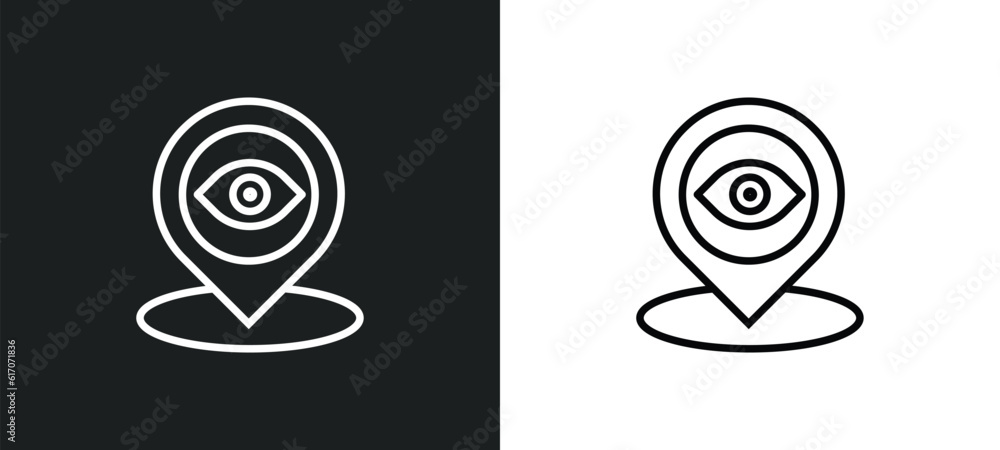 Poster tracking line icon in white and black colors. tracking flat vector icon from tracking collection for