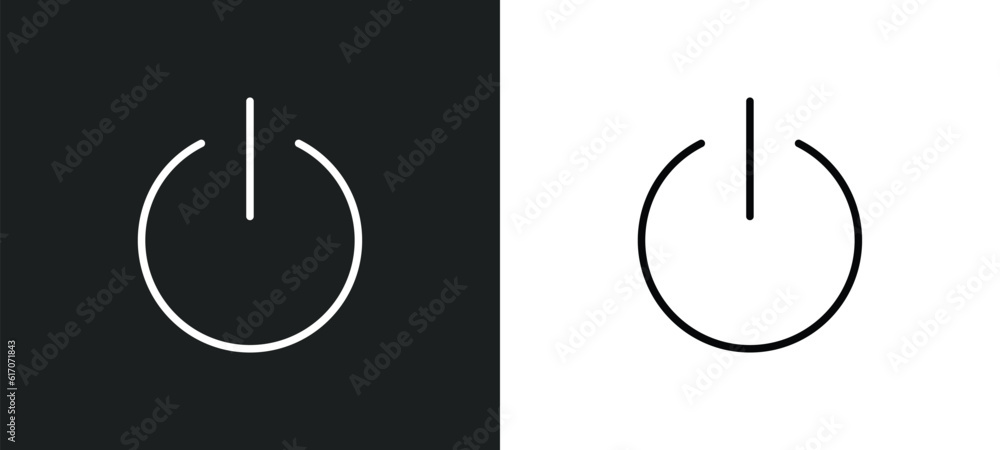 Poster turn off line icon in white and black colors. turn off flat vector icon from turn off collection for